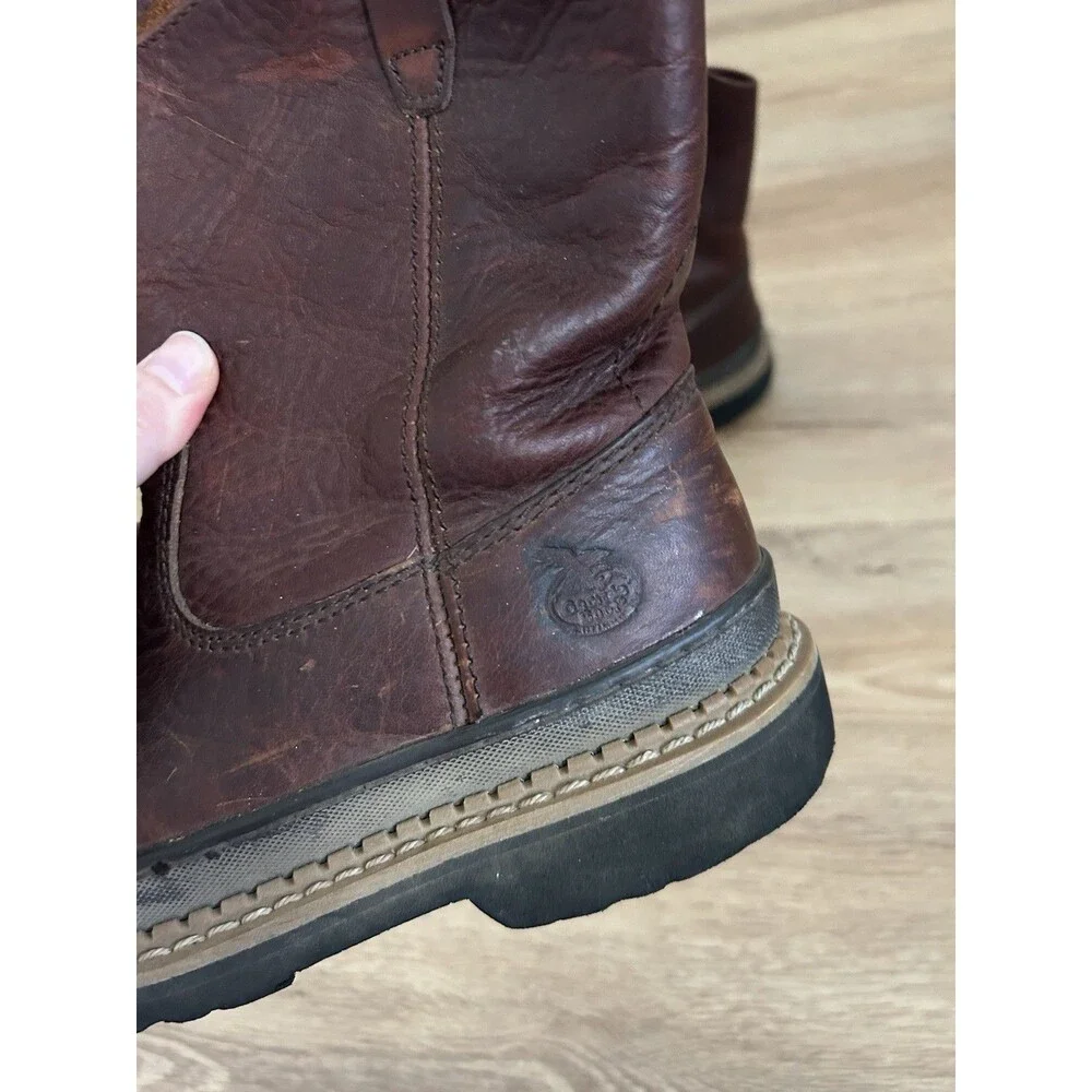 Georgia Boot Boys Sz 6 Little Georgia Giant Wellington Boots Brown Round Toe